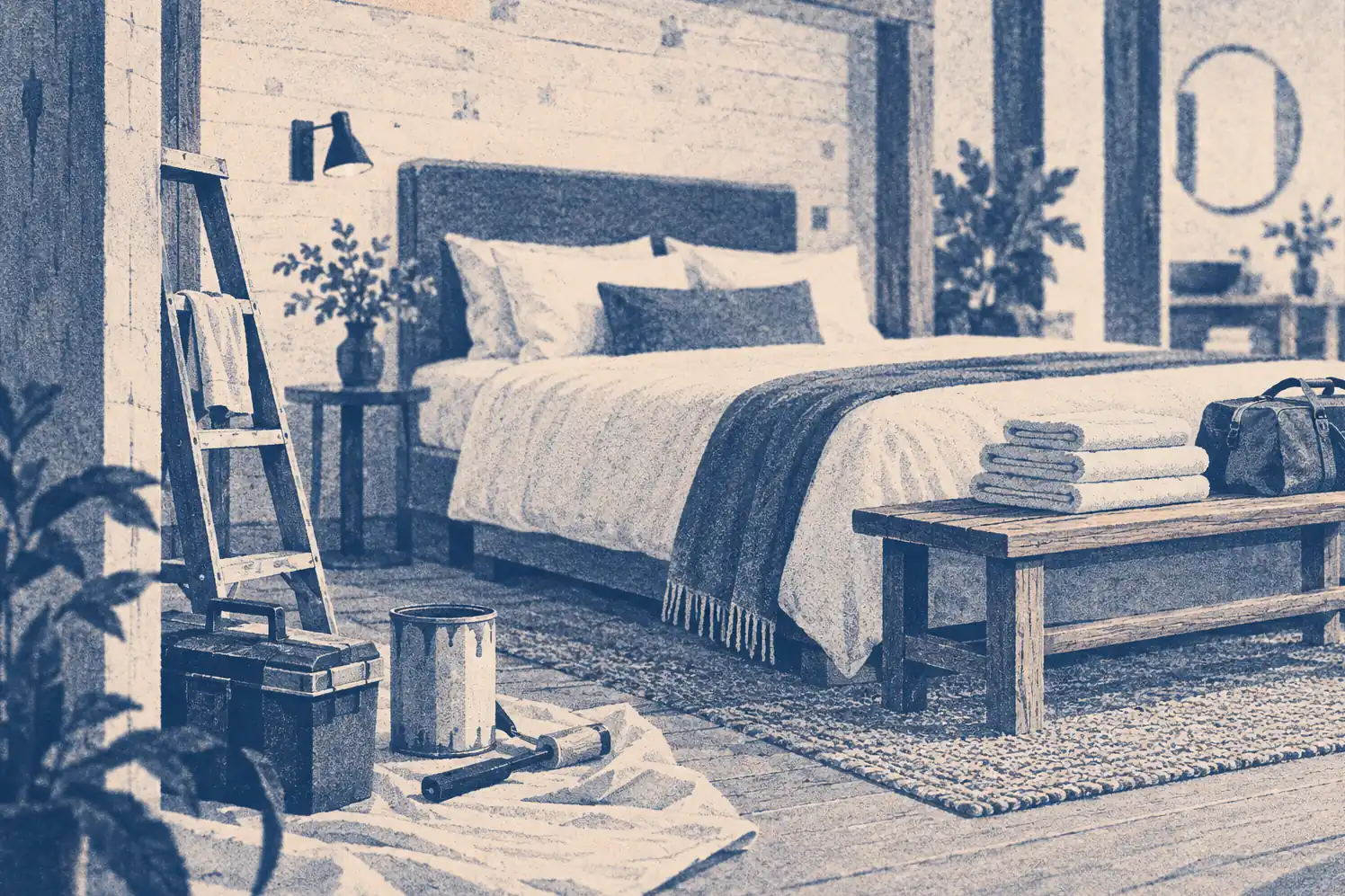 Illustration of accommodation businesses and their working space